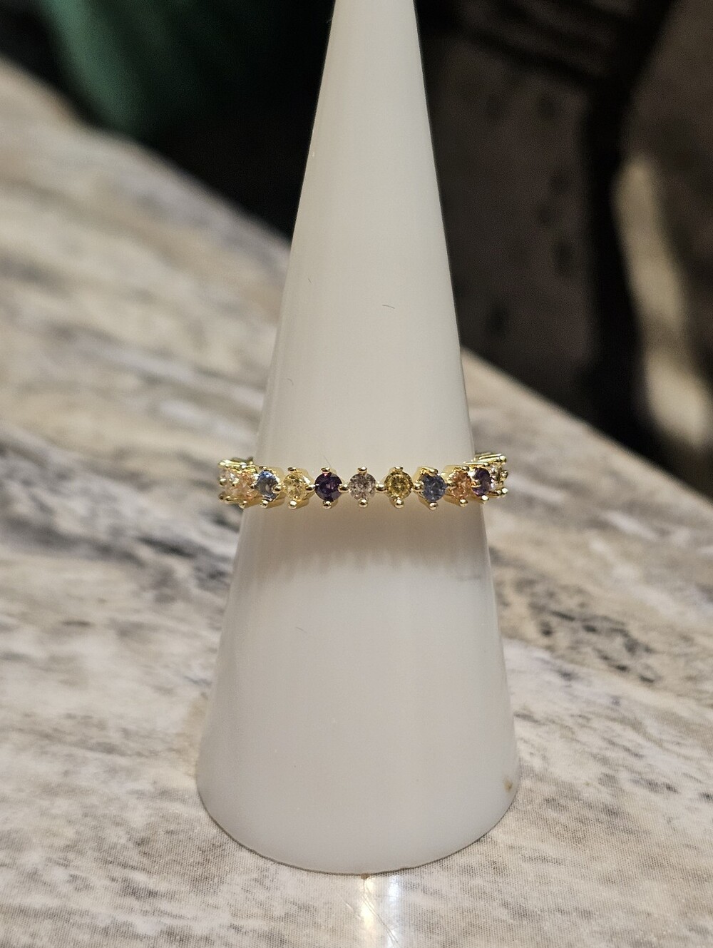 Gold Plated Colorful CZ Ring Size 7